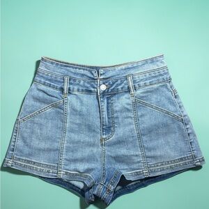 Vanilla Star Light Blue High Waist Women's Shorts